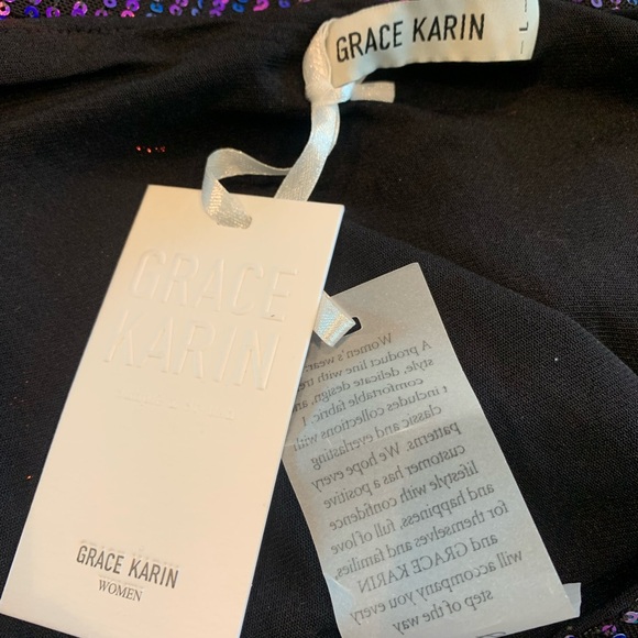 NWT! GRACE KARIN Sequin wrap style Dress / One Shoulder Ruched Dress - Large - Picture 10 of 11